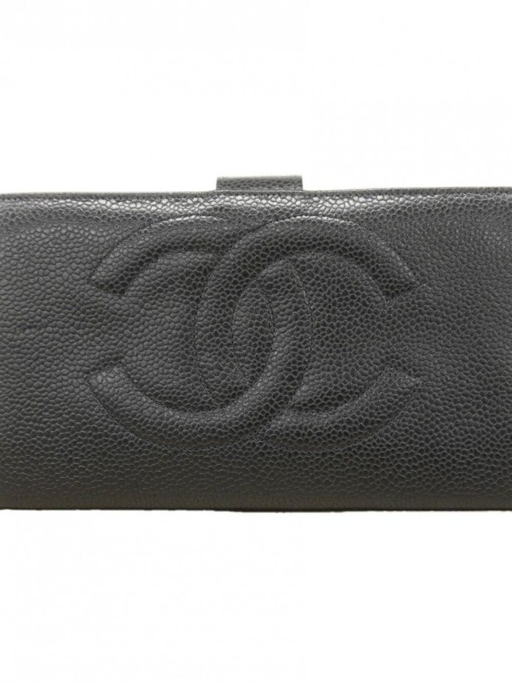Chanel Wallet Caviar Leather Black Gold